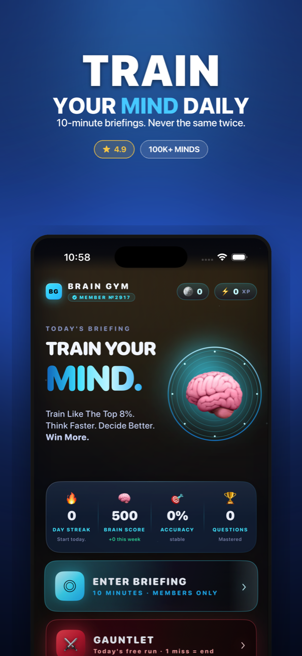 Brain Gym daily training home screen